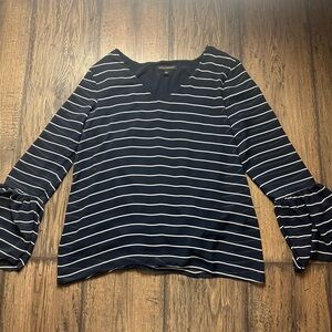Banana Republic Navy and White Striped Blouse